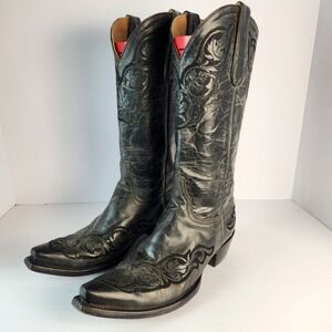 Old Gringo Women's Embroidered Western Cowgirl Boots Black Leather Size 7.5B